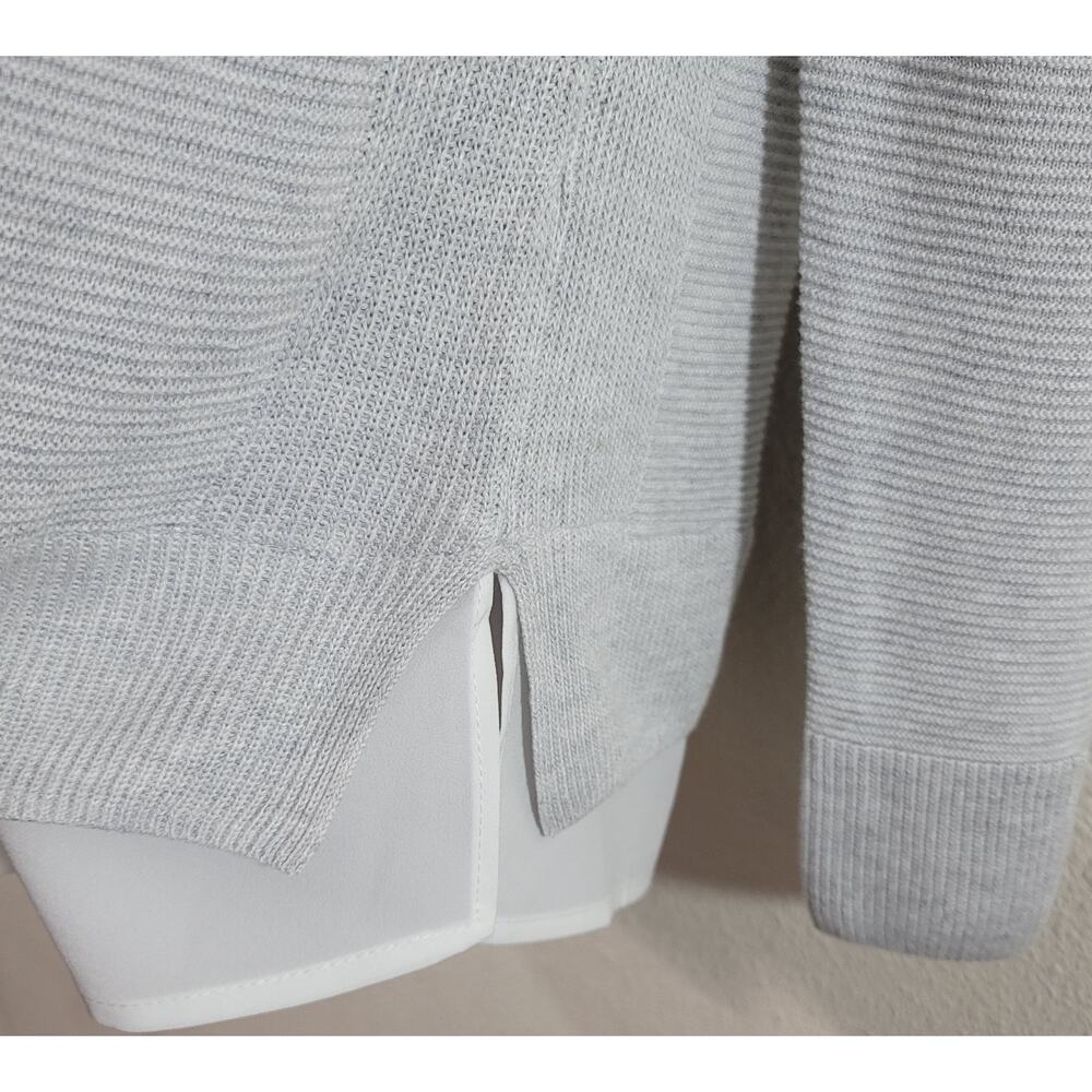 Hilary Radley Gray Marled Layered Hem Sweater Top Medium Lightweight Flowy Soft - Picture 5 of 7